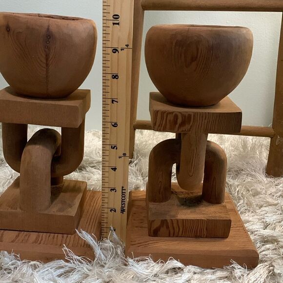 Bundle Of 2 Handcrafted Unique Raw Wooden Accent Decor Pieces - Picture 10 of 17